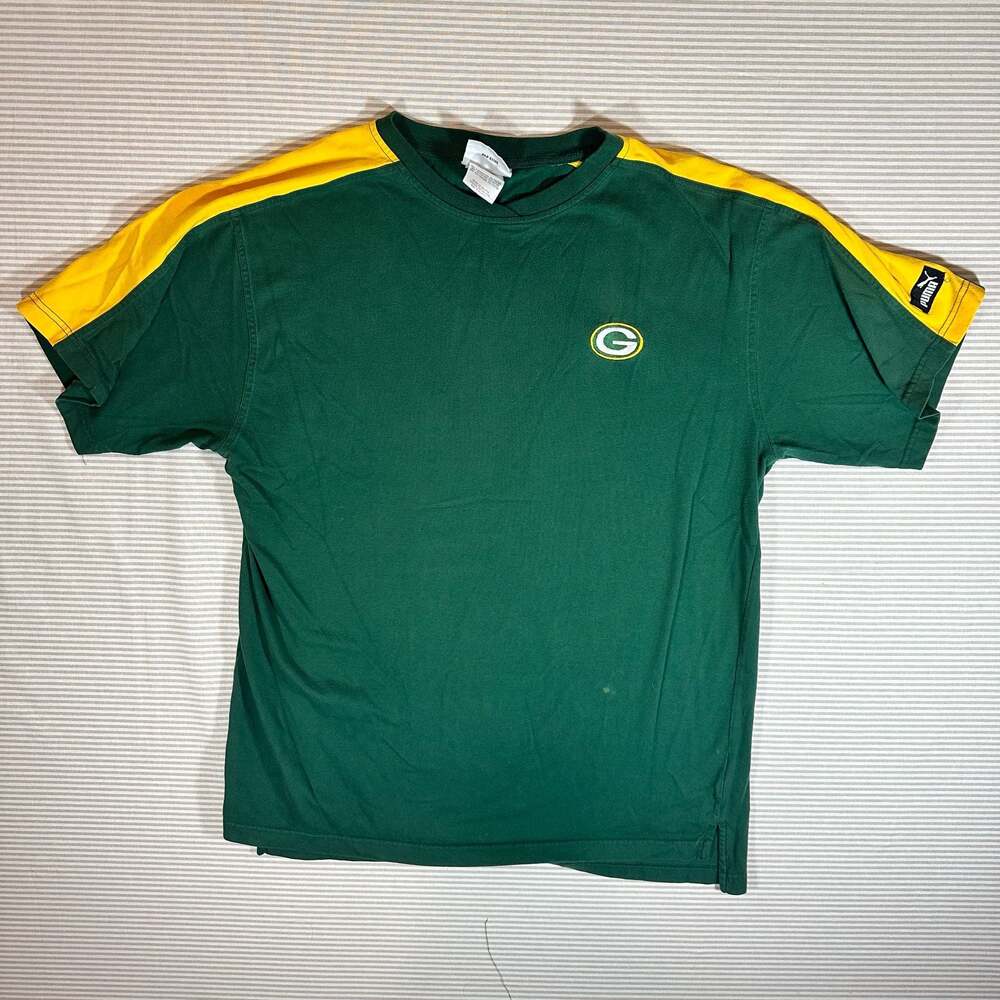 Vintage Puma Green Bay Packers NFL Short Sleeve T-Shirt Green Size Large